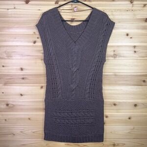 Free People Sweater Dress Womens XS Brown Alpaca Wool Chunky Cable Knit Dress